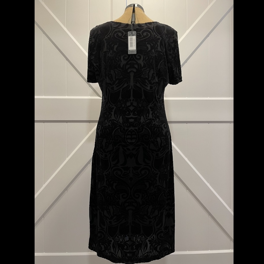 NWT brocade cut velvet midnight blue short sleeve - Picture 11 of 12